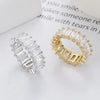Open Square Ring with Cubic Zirconia Accents in Gold-Tone or Silver-Tone - Image 9