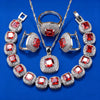 Square Cubic Zirconia Silver Wedding Jewelry Sets Earrings Necklace Bracelet Ring For Women Gift - Image 3
