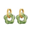 Flower Resin Acrylic Drop Earrings Gold Color Round Circle Stainless Steel Ear Buckle Hoop Earrings For Women Jewelry Gift - Image 2