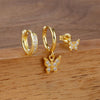 3PCS Elegant Butterfly CZ Charms Dangle Earrings Set for Women Stainless Steel Cubic Zirconia Huggie Cartilage Piercing Jewelry - Image 3
