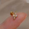 1Piece 16G Titanium Steel CZ Leaf Bee Piercing Lip Labre Studs Tragus Helix Cartilage Couch Lobe Earrings Body Jewelry For Women - Image 4