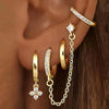 4PC Chain Huggie Earring Set For Women Flower Tragus Hoop Earrings Bulk Cartilage Piercing Helix Jewelry Lobe Earing Lot - Image 1