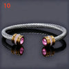 Stainless Steel Birthstone Twists Cuff Bangle for Women Rhinestone Design Stackable Bangle Bracelet Jewelry Gifts - Image 17