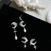 Earrings for Girls Asymmetrical Shining Star Moon Orecchini Donna Kolczyki - Image 3