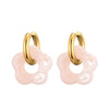 Flower Resin Acrylic Drop Earrings Gold Color Round Circle Stainless Steel Ear Buckle Hoop Earrings For Women Jewelry Gift - Image 4