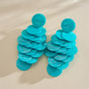 Bohemian Turquoise Color Round Acrylic Dangle Earrings Women Layered Long Tassel Sequins Drop Earrings Beach Vacation Jewelry - Image 8
