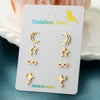 4Pairs Geometric Stainless Steel Heart Star Earring Moon Cross Ear Jewelry Set Girls Simple Classic Earrings Gifts Accessories - Image 16