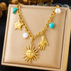 316L Stainless Steel Golden Starfish Moon Sun Shaped Pendant Necklace For Women Romantic Neck Chain Holiday Gift - Image 15