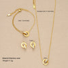 4Pcs/Set Gold Color Stainless Steel Crystal Necklace Bracelet Earrings for Women Interlocking Circles Roman Numbers Jewelry Sets - Image 6