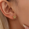 Hand-Set Zirconia Snowflake Earrings Stainless Steel Plated Gold Commute Ear Jewelry - Image 4