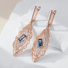 Rose Gold Color Flower Dangle Earrings for Women Square Colorful Zircon Accessories Daily Jewelry - Image 3