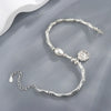 Silver Heart Pearl Knot Bracelet Necklace Set for Women Versatile Jewelry Set Party Wedding Gifts - Image 6