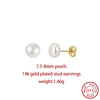 Orsa Jewels Minimalism 1 Pair Freshwater Pearl Ear Stud Pearls Stud Earrings Silver Round Pearl Ear Stud - Image 25