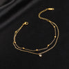 Stainless Steel Jewelry Gold-plated Minimalism 2-Layer Beading Zircon Charm Women Anklet Chain - Image 4