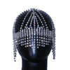 Trendy Hat Rhinestone Tassel Headpiece Forehead Chain for Women Crystal Indian Bridal Head Chain Wedding Jewelry Gift