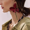 Vintage Metal Wine Red Enamel Drip Glaze Large Fower Earrings for Women Charm Exaggerated Wedding Jewelry Gift - Image 4