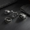 Black Pentagram Ring Set with Gothic Geometric Details - Image 12
