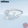 Silver Moonstone Open Rings for Women Lovely Moon Cat Adjustable Cocktail Ring Party Jewelries Gift - Image 4