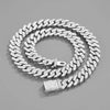 Hip Hop Shiny 15MM Cuban Link Chain Necklace Women Men Silver Color Rhinestone Iced Out Cuban Chain Punk Jewelry Necklace Gift - Image 1