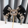 Fabric Bowknot Brooch Rhinestone Tassel British Style Bow Tie Female Shirt Collar Pin Vintage Brooches for Women Accessories - Image 1