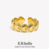 Cute Beaded Edge Heart Cuff Ring Gold Plated Stainless Steel Women Girls Finger Jewelry - Image 1