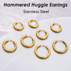 20 Pcs Hammered Earrings Gold Plated Hoop Earrings Stainless Steel Hoop Earrings for Women, Earring Hooks - Image 3
