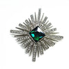 Vintage Starburst Brooch Alloy Emerald Green Crystal Rhinestone Pin Women Clothing Accessories - Image 6