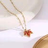 1 Pcs Cool Breeze Maple Snowflake Gold Plated Copper Pendant With Stainless Steel Chain Combination Necklace - Image 8