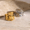 Personality Irregular Hammered Texture Wide Opening Ring Stainless Steel Charm Party Jewerly Women - Image 4