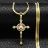 Vintage Shiny Zircon Jesus Cross Religious Amulet Necklace Women Stainless Steel Clavicle Snake Chain Choker Necklaces Jewelry - Image 13
