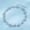 Silver Heart Shaped Bracelet For Women Retro Korean Versatile Pink Crystal Charm Bracelets Party Jewelry - Image 10