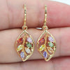 Women's Shiny Colorful Zircon Drop Earrings Multicolor Stone Leaf Rose Gold Color Charming Dangle Earring Jewelry - Image 1