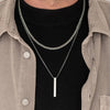 Mens Vertical Bar Necklaces,Stacking Stainless Steel Geometric Pendant with Wheat Rope Cuban Chain,Male Jewelry Gift - Image 2