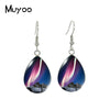 Northern Lights Tear drop Earring Aurora Borealis Fish hook Earrings Glass Cabochon Jewelry Handmade Items - Image 11