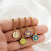 Punk Geometric Irregular Enamel Colorful Stone Pendant Necklace for Women Stainless Steel Cross Heart Opal Choker Gifts - Image 1