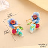 Colorful Enamel Flower Stud Earrings for Women Elegant Floral Petal Crystal Drop Earrings Jewelry Gift for Her - Image 12
