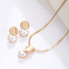 Pair of Heart Shaped Pearl Earrings And Necklace Set Elegant Jewelry Combo for Women - Image 5