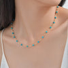 Bohemian Stone Beaded Necklace for Women,Gold Plated Turquoise Rice Bead Choker Necklaces, Jewelry Gift - Image 1