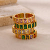 Colorful Cubic Zirconia Open Ring in Gold-Tone Stainless Steel - Image 28