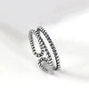 Simple Retro Silver Jewelry Thread Double Open Female Cannabis Opening Rings - Image 3