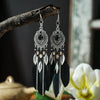 Boho Feather Long Leaf Tassel Drop Earrings For Women Geometric Rhinestone Crystal Beads Handmade Chain Wedding Earrings Jewelry - Image 3