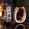 Charm Female Rainbow Zircon Stone Hoop Earrings Rose Gold Color Wedding Jewelry For Women - Image 3