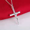 Silver Necklace Pendant Chain Cross For Women Jewelry Party Wedding Accessories Gifts - Image 1