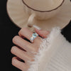 Silver Rings For Women Geometric Jewelry Finger Adjustable Simple Moon Stone Ring For Party Birthday Gift - Image 5