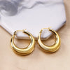 Punk Gold Plated Stainless Steel C Shape Croissant Chunky Hoop Earrings for Women Twisted Polished Circle Huggie Ear Jewelry - Image 2