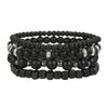 4Pcs/Set Black Gall Stone Volcanic Stone Wood Beads Multi-layer Men's Combination Elastic Bracelet For Couple Friends Jewelry - Image 3