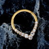 Teardrop Cubic Zirconia Hinged Septum Hoop with 16G Gauge - Image 6