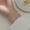 Silver Zircon Bracelets For Women Elegant Double Layer Star Moon Bracelet Party Wedding Anniversary Jewelry Gifts - Image 2