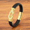 Xqni Stainless Steel Bracelets Weave Black/Brown Leahter Magnetic Buckle Rope Jewelry Accessories Bangles Gifts for Men Friend - Image 8