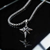 Minimalist Black Zircon Star Cross Pendant Stainless Steel Necklace for Men, Punk Hip Hop Jewelry Gifts - Image 1